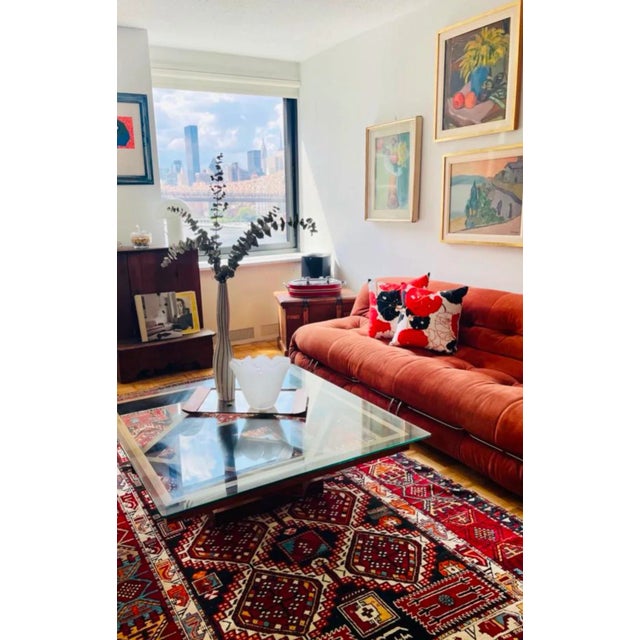 Stunning pair of sophisticated throw pillows created with vintage Marimekko fabric in 100% cotton in burnt orange and...