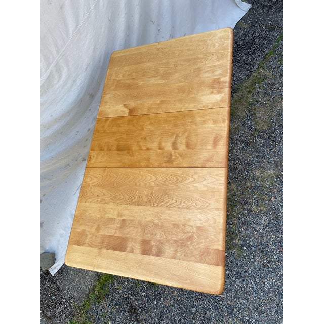 Mid-Century Modern Mid 20th Century Attributed Heywood-Wakefield M166 Drop Leaf Dining Table — Mid-Century Modern Solid Maple, Sculpted Legs For Sale - Image 3 of 11