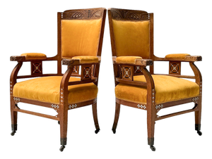 Set of Art Nouveau Arts & Crafts Oak Armchairs by H.F. Jansen & Zonen Amsterdam, 1890s