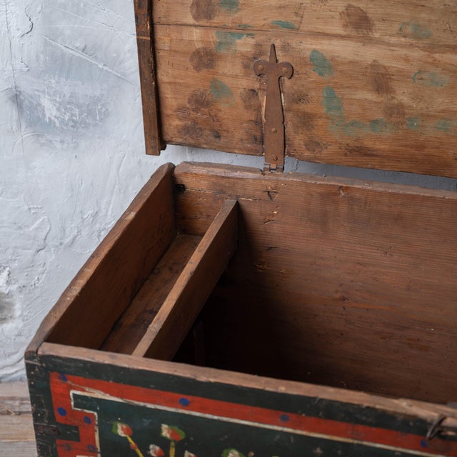 Romanian Painted Blanket Chest With Church Motif, c.1900 For Sale - Image 13 of 14