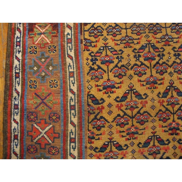 1880s Yellow Geometric Antique Nw. Persian Kurdish Rug 3'10" X 13'7" Handknotted Wool Carpet For Sale - Image 4 of 6
