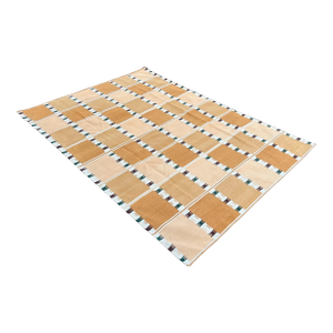 Handwoven Cotton Area Rug Natural Vegetable Dyed Mustard Beige Cream & Red Marianne Geometric Dhurrie - 8'x10'