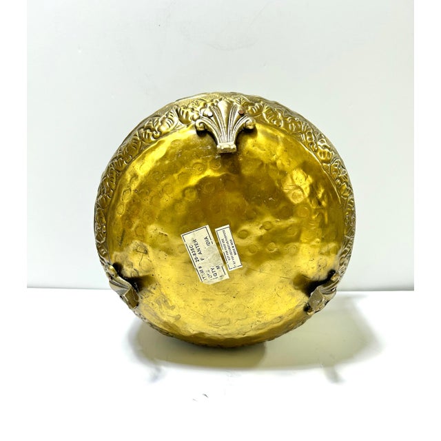 Hollywood Regency Embossed Brass Cachepot Planter Champagne Bucket For Sale In Louisville - Image 6 of 8