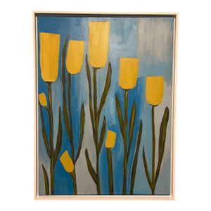 Modern Abstract Floral, “Ray of Hope,” Acrylic Painting on Canvas, Ready to Hang, Signed, Dated
