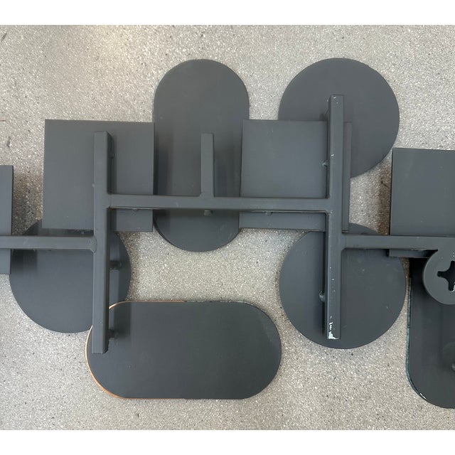 Mid Century Metal Wall Art Patina Geometry Vintage For Sale - Image 11 of 18