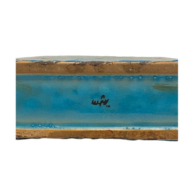 Ceramic Vintage Willow House Athena Crackle Turquoise Blue Vase For Sale - Image 7 of 7