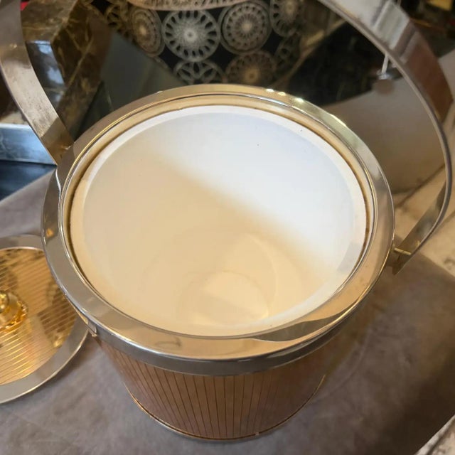 1970s 1970s Stunning Mid-Century Modern Brass and Silver Plated Ice Bucket by Lidian For Sale - Image 5 of 16