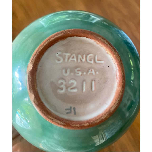 Stangl 1960s Elegant Mid Century Modern Green Glaze Stangl Pottery Ball Pitcher Jug For Sale - Image 4 of 6
