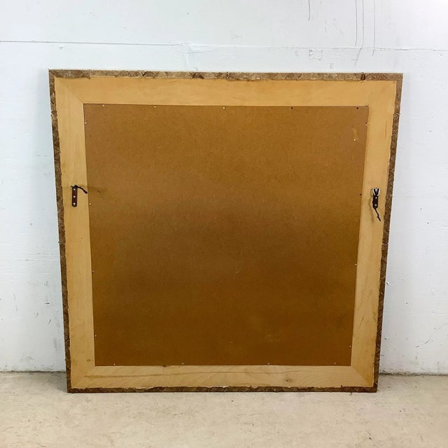 Vintage Square Textile Finish Wall Mirror For Sale - Image 12 of 12