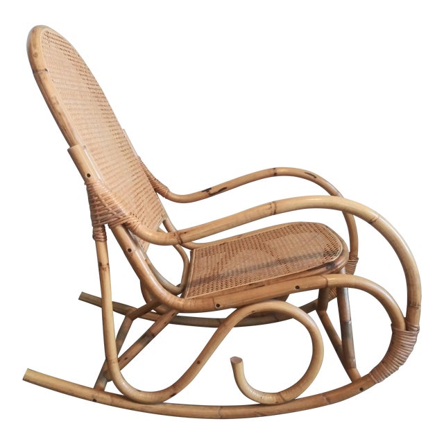 Vintage Bamboo Cane Rocking Chair Chairish