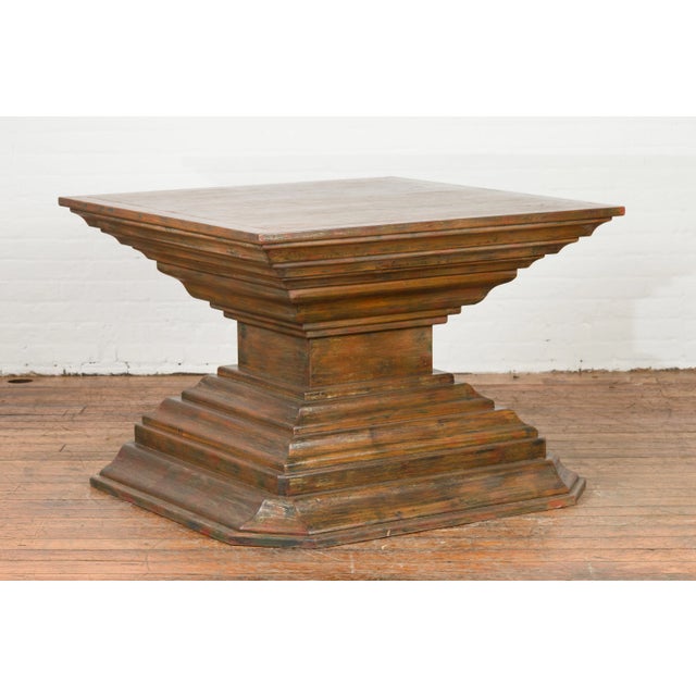 Indonesian Vintage Pagan Dynasty Style Pyramid-Shaped Console Pedestal Table For Sale In New York - Image 6 of 13