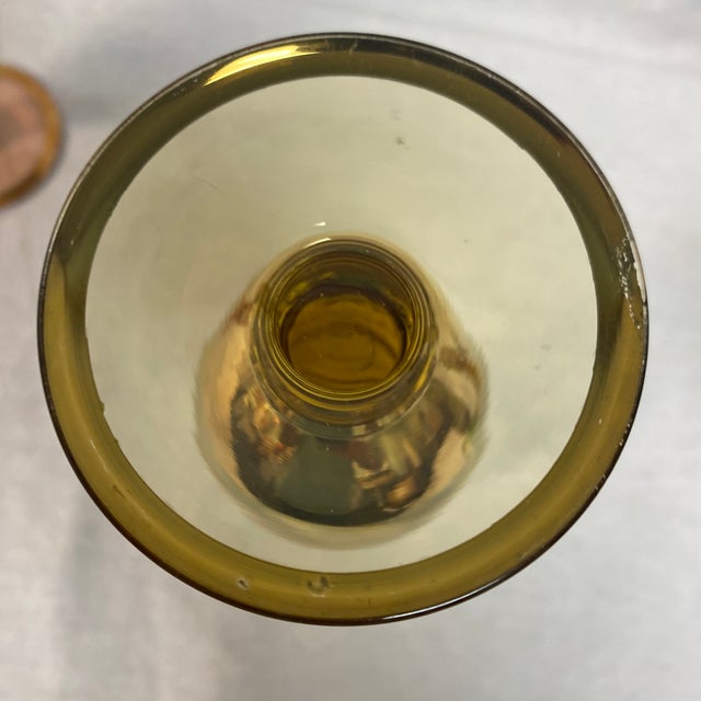 Gold 1960s Borske Sklo Glassworks Pink, Amber and Green Gold Stripe Champagne Glasses - Set of 4 For Sale - Image 8 of 12