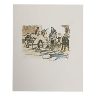 Mathurin Meheut, By the Spring, 1937, Engraving For Sale