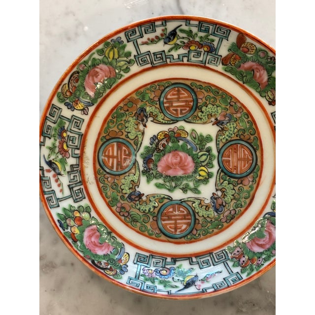 Vintage Chinese Chinoiserie Style Famille Rose Medallion Saucer For Sale In Little Rock - Image 6 of 11