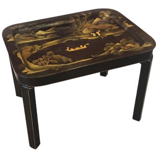 1960s Chinoiserie Lacquer Tray Top Cocktail Table For Sale