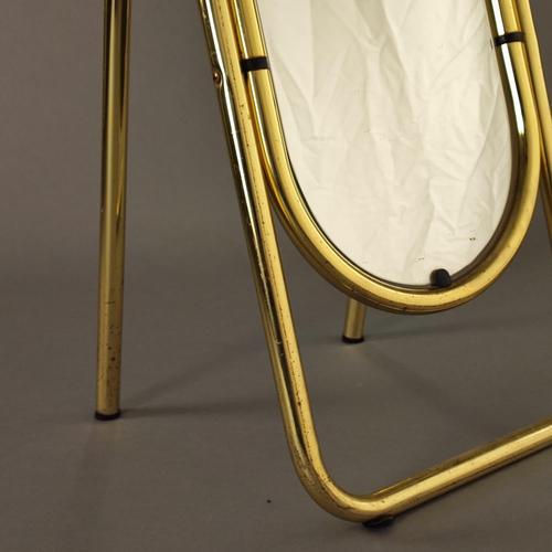 Oval Floor Mirror in Gold Metal, 1980s For Sale - Image 4 of 7