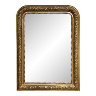 19th Century French Louis Philippe Giltwood Floral Mirror With Mercury Glass For Sale