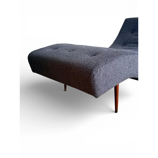 Attributed to Adrian Pearsall Wave Chaise Lounge Chair – Mid Century Modern Blue Bouclé For Sale - Image 16 of 16