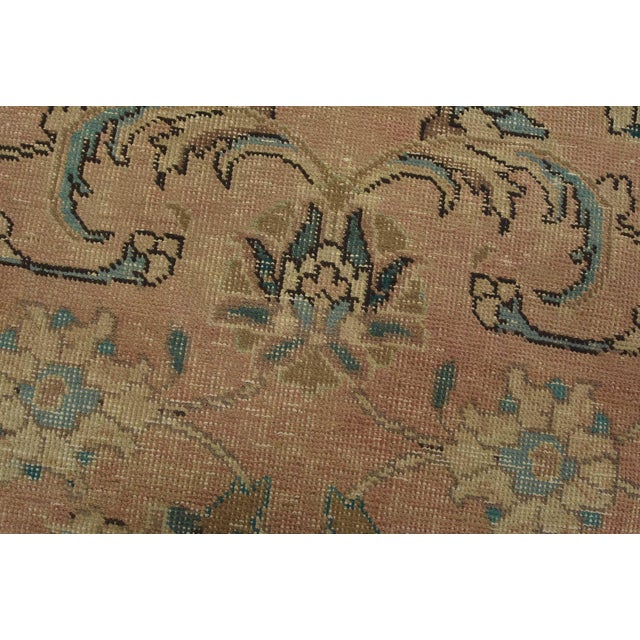 1980s Tabriz Rug 6’4” X 9’9” Pink Wool Vintage Distressed Hand-Knotted Carpet For Sale - Image 5 of 15