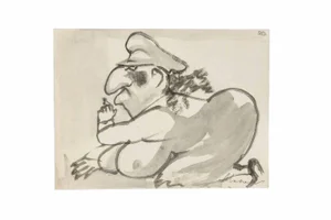 Mino Maccari, Portrait of Minister Scelba, Mixed Media, 1954