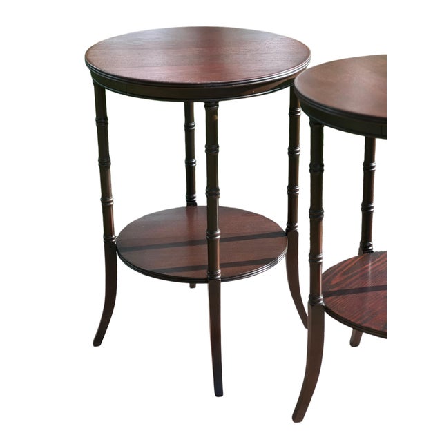 1970s Pair Tiered Faux Bamboo Side Tables For Sale - Image 13 of 13