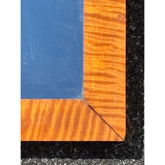 AMERICAN FIGURED TIGER MAPLE WALL MIRROR Artisan rectangular frame surrounding an old, probably original lightly-wavy...