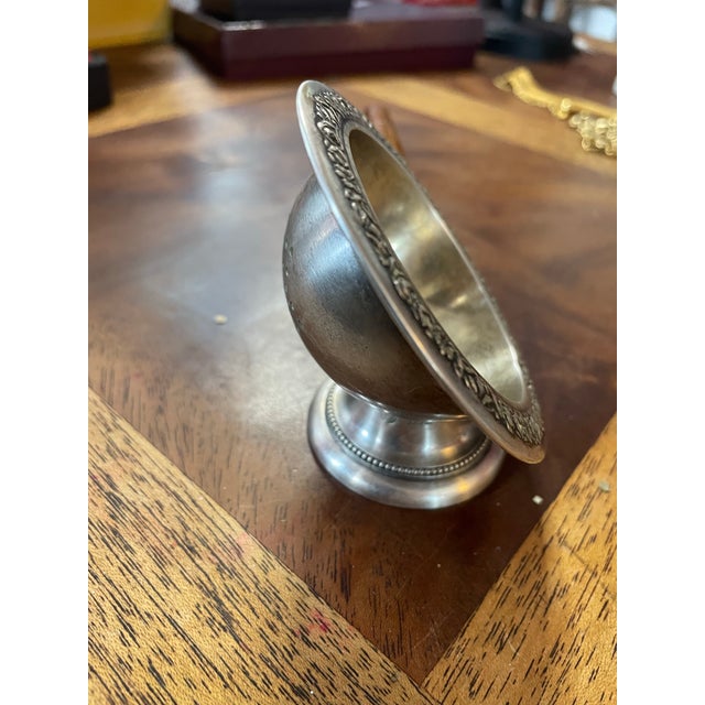 Silver Mid 20th Century Alpaca Silver Embossed Flower Wood Handled Tea Strainer For Sale - Image 8 of 12