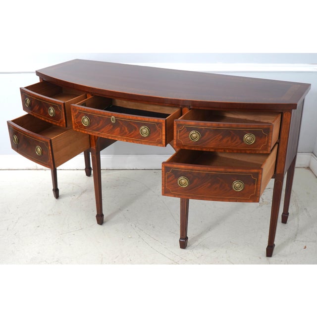Hepplewhite Baker Historic Charleston Mahogany Inlaid Sideboard For Sale - Image 3 of 18