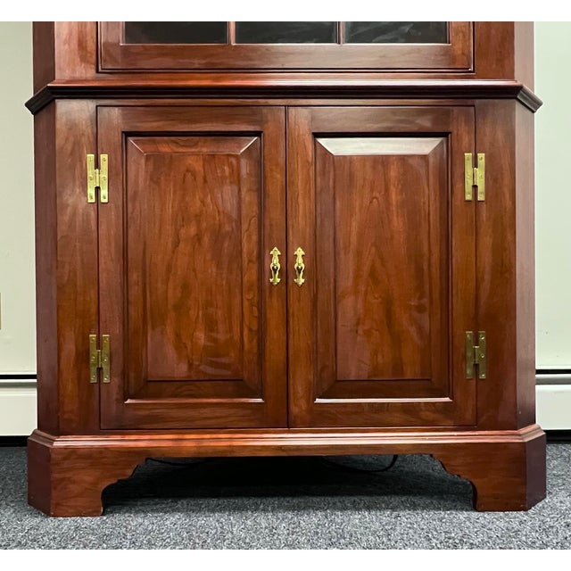 2000 - 2009 Henkel Harris Wild Black Cherry Style 1114 12 Pane Corner Cabinet For Sale - Image 5 of 11