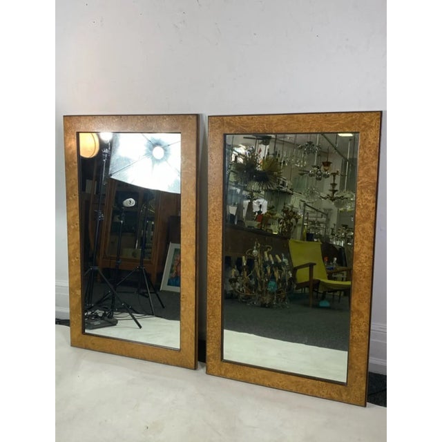 Modern 1970s Milo Baughman Burlwood Mirrors - A Pair For Sale - Image 3 of 10