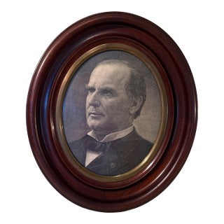 1960s Oval Framed Portrait Print of President William McKinley For Sale