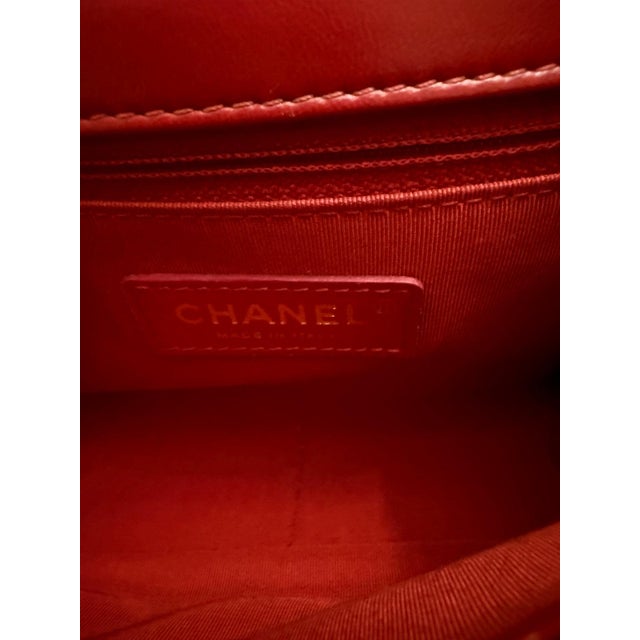 Red Quilted Puffy Calfskin Small Twist Your Buttons Flap Bag For Sale - Image 10 of 10
