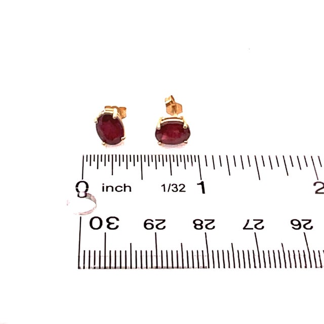 Natural Ruby Stud Earrings 14k White Gold 3.0 TCW Certified For Sale In New York - Image 6 of 10