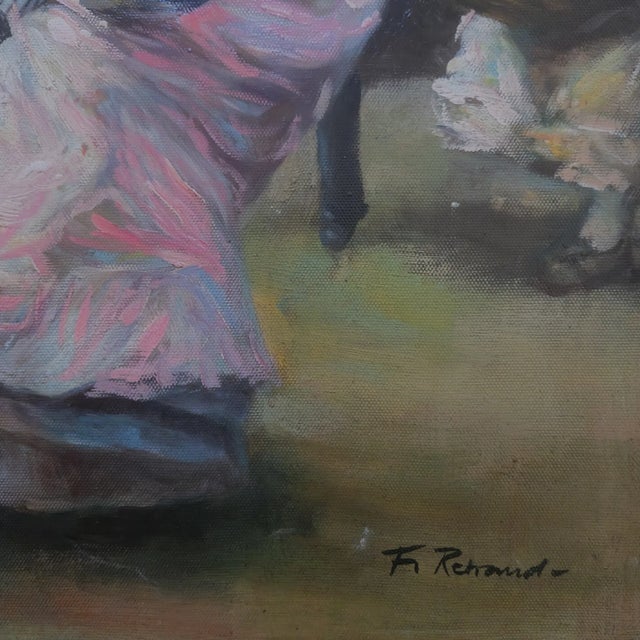 Figurative Mid-20th Century Signed F. Renard - Elegant Street Scene, Oil on Canvas For Sale - Image 3 of 4