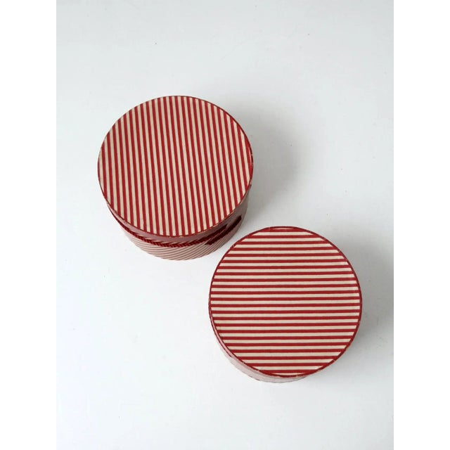 Vintage Candy Cane Stripe Hat Boxes Pair For Sale - Image 6 of 13