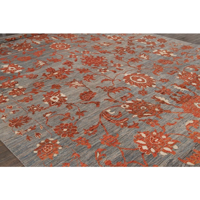 Oversize Modern Gray Oushak Handmade Wool Rug For Sale - Image 12 of 13