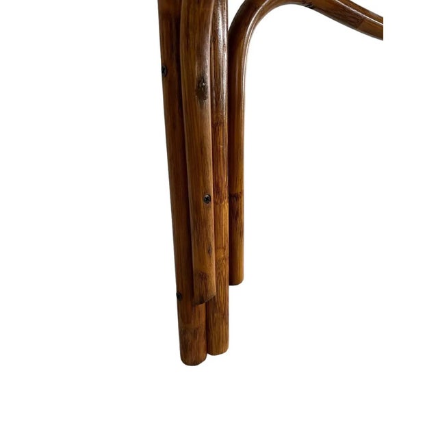 Mid 20th Century Pair of Vintage Rattan and Bentwood Glass Top Side Tables - In the Style of Franco Albini For Sale - Image 11 of 11