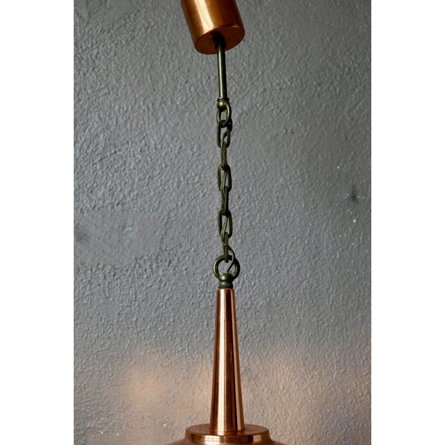 Mid-Century Modern Midcentury Pendant Lamp in Glass and Copper Metal, 1950 For Sale - Image 3 of 14