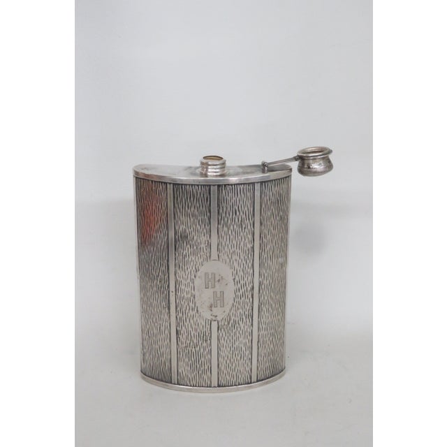 Evans Early 1900s Monogrammed Whiskey Hip Flask Evans Nickel Silver 4714b For Sale - Image 15 of 15