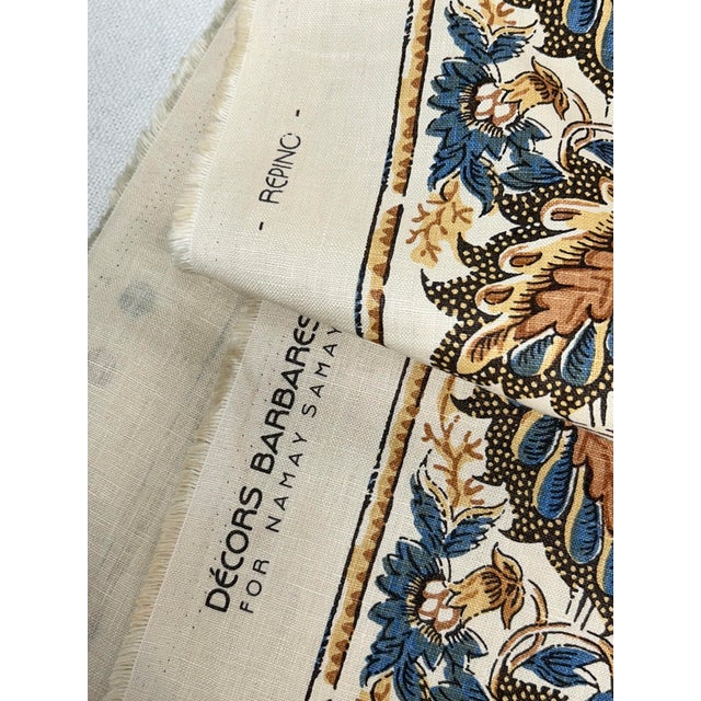 Hand-printed linen with relaxed registration that beautifully evokes the character of a traditional hand-blocked textile....