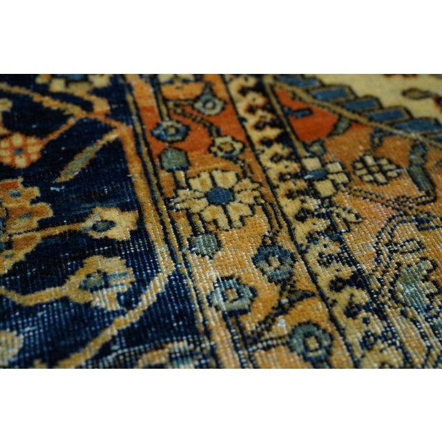 Orange Antique Persian Mohtasham Kashan Rug 4'2" X 6’2" For Sale - Image 8 of 12