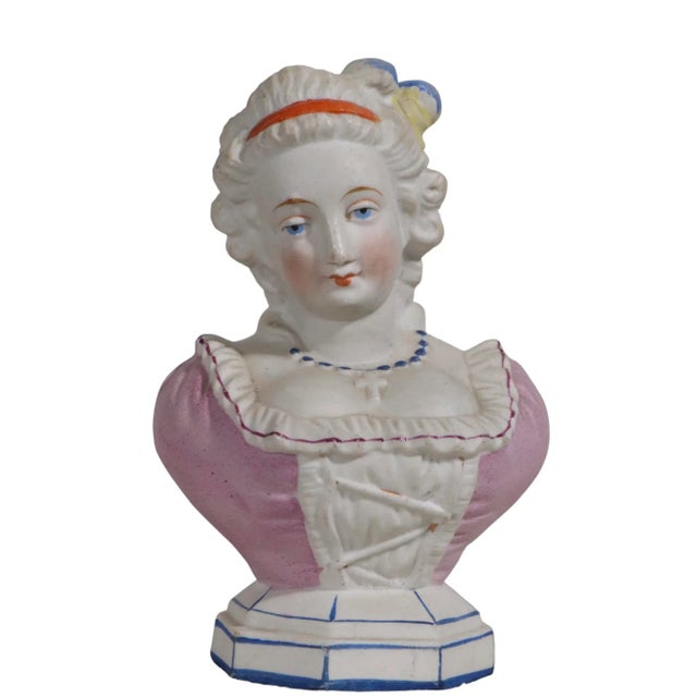 White 2 German Porcelain Bust Figurines C. 19th C For Sale - Image 8 of 10