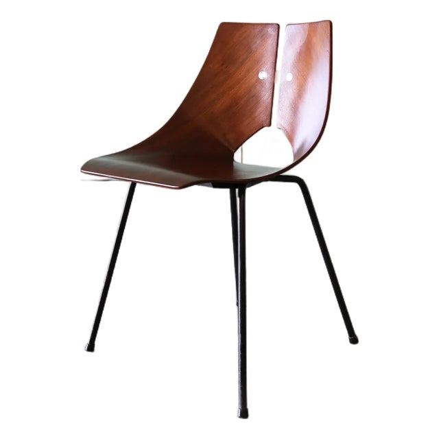 1950s Ray Komai Mahogany and Iron Chair Mid Century Modern Eames Knoll For Sale