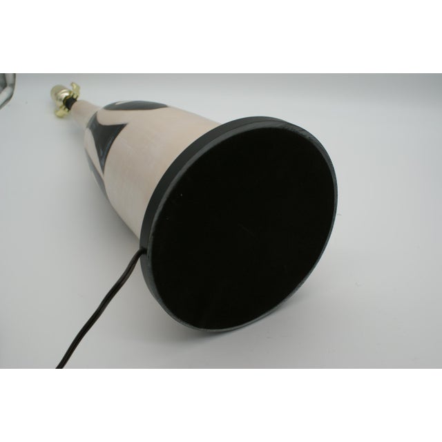 Late 20th Century Late 20th Century Black & Ivory Geometric Chulucanas Pottery Lamp – Handcrafted Peruvian Art Long Neck Vase For Sale - Image 5 of 7