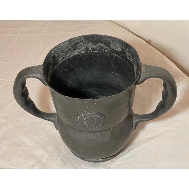 Metal Antique 1909 Pewter Double Handle Pa High School Relay Race Trophy Award Mug Cup For Sale - Image 7 of 11