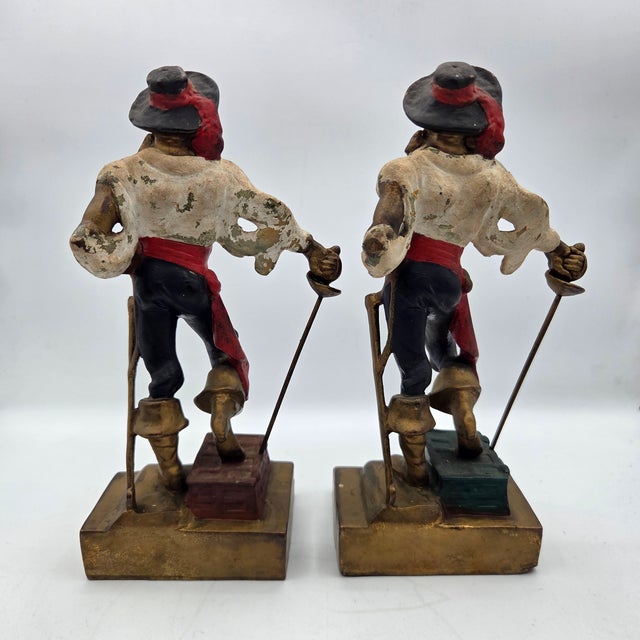 Bronze Art Deco Nautical Armor Bronze Swashbuckler/Pirate Bookend Pair For Sale - Image 8 of 10