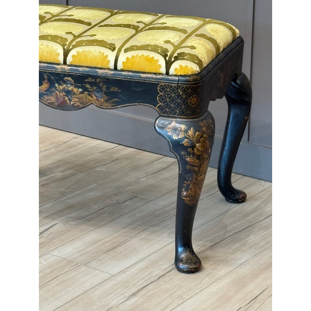 Early 19th Century English Chinoiserie Decorated Footstool With Queen Anne Legs For Sale - Image 4 of 9