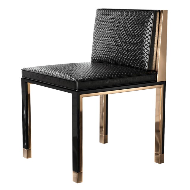 "Victoria" Chair with Stainless Steel, Bronze and Woven Leather Bizimyer Furniture. Unmatched. Unrivalled. Designed by...