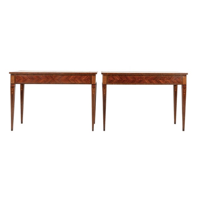 Italian Kingwood and Walnut Console Tables, 18th Century, Set of 2 For Sale