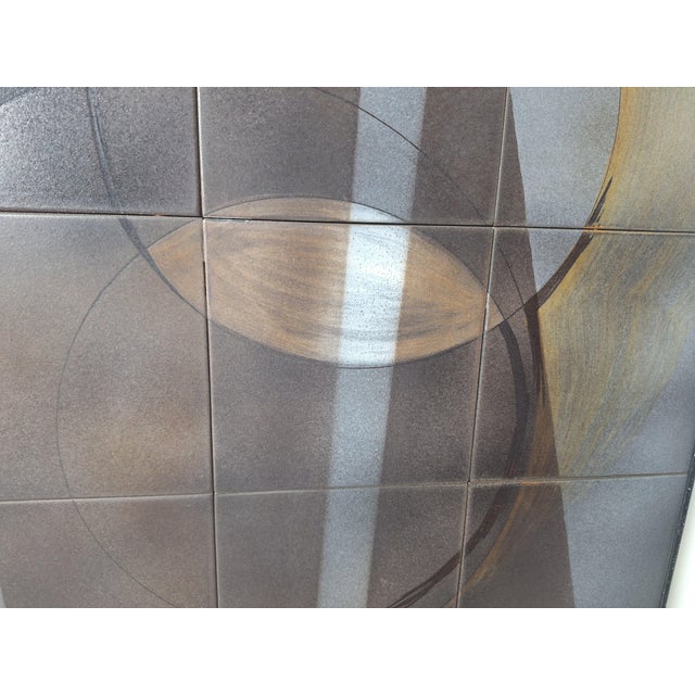 Black Painted Ceramic Tiles Painting by Claudio Monotti for Deruta Studio, 1960s For Sale - Image 8 of 11